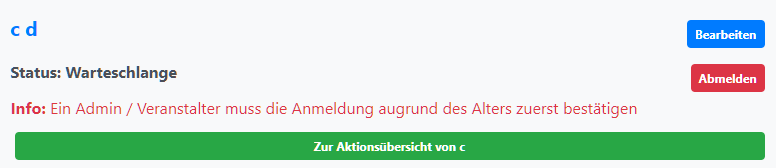 Anmeldung bei Nichterfüllung der Altersbeschränkung